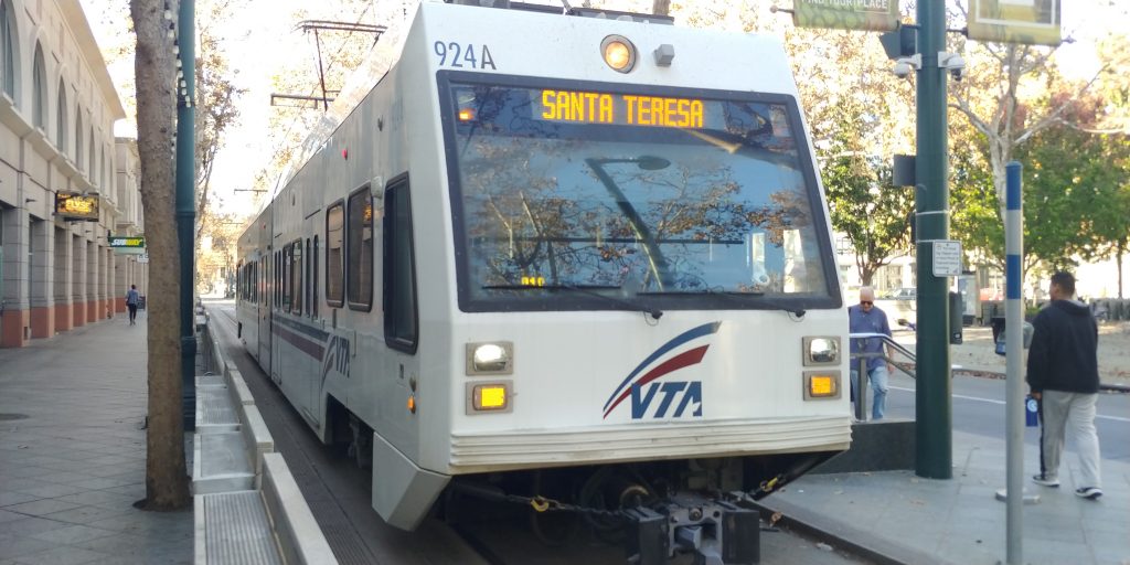 VTA light rail train car.