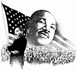 Dr. King against USA Flag